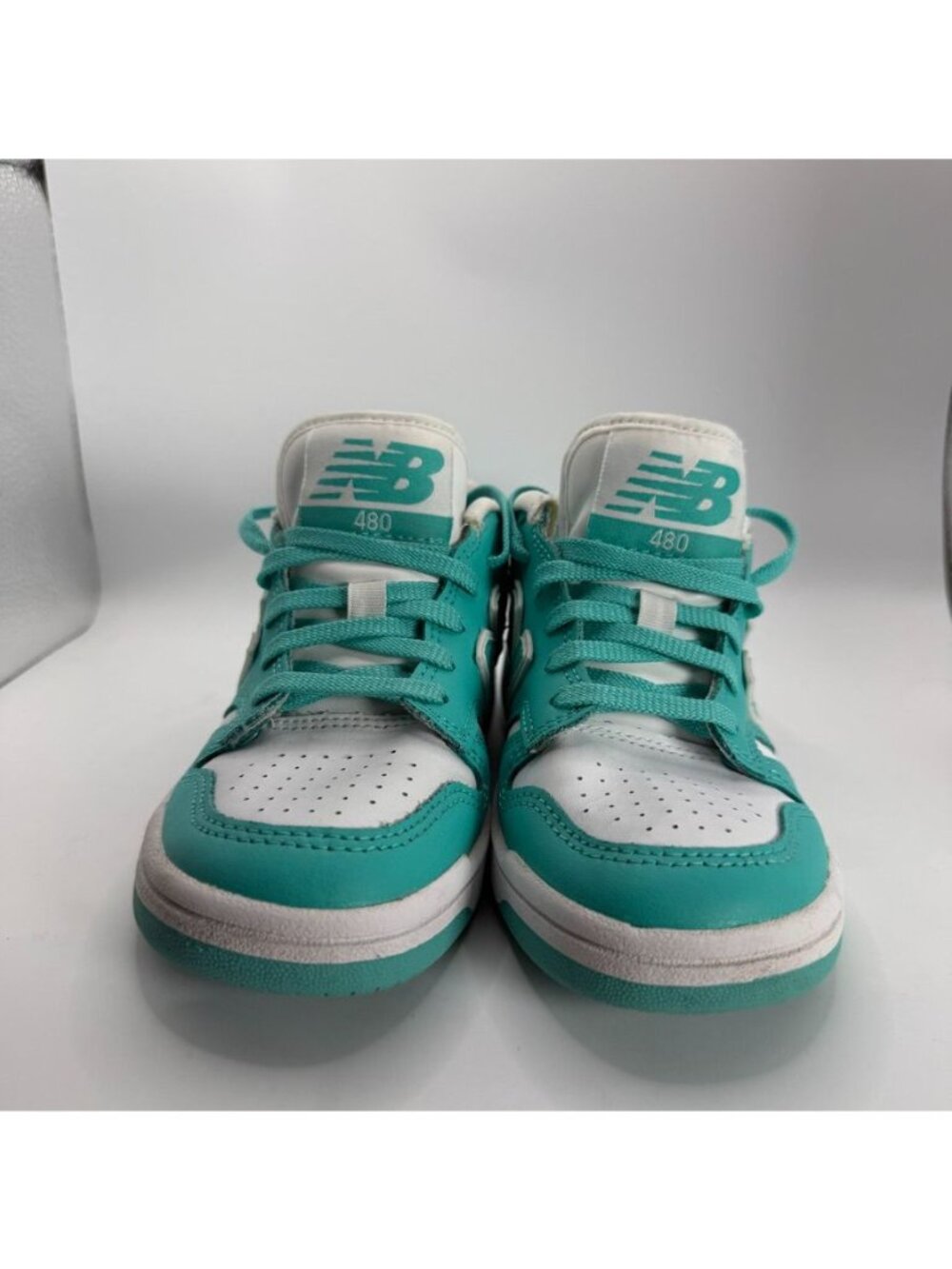 New Balance 480 Kids Sneakers Teal & White Size 1 US Lace-Up Cushioned Sole - Picture 2 of 8
